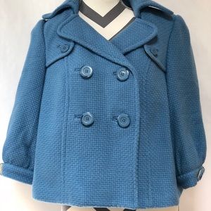 NEW Anthropologie Elevenses Blue Button Crop Coat